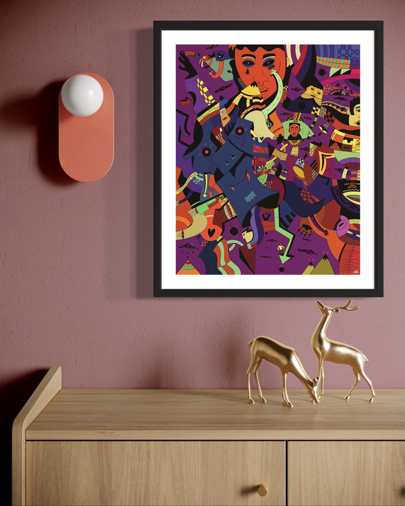 Show Up art print in black frame – bold spiritual wall decor about navigating burnout, choices, and self-worth