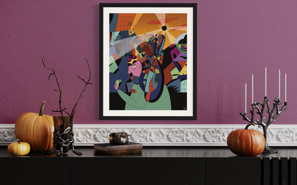 Framed print of Missing Piece – digital artwork symbolizing self-discovery and facing the unknown